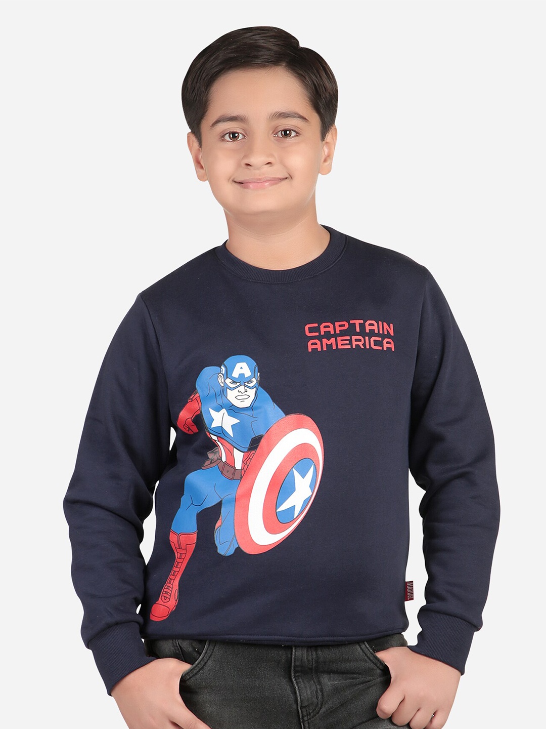 

Bodycare Kids Boys Captain America Printed Fleece Sweatshirt, Navy blue