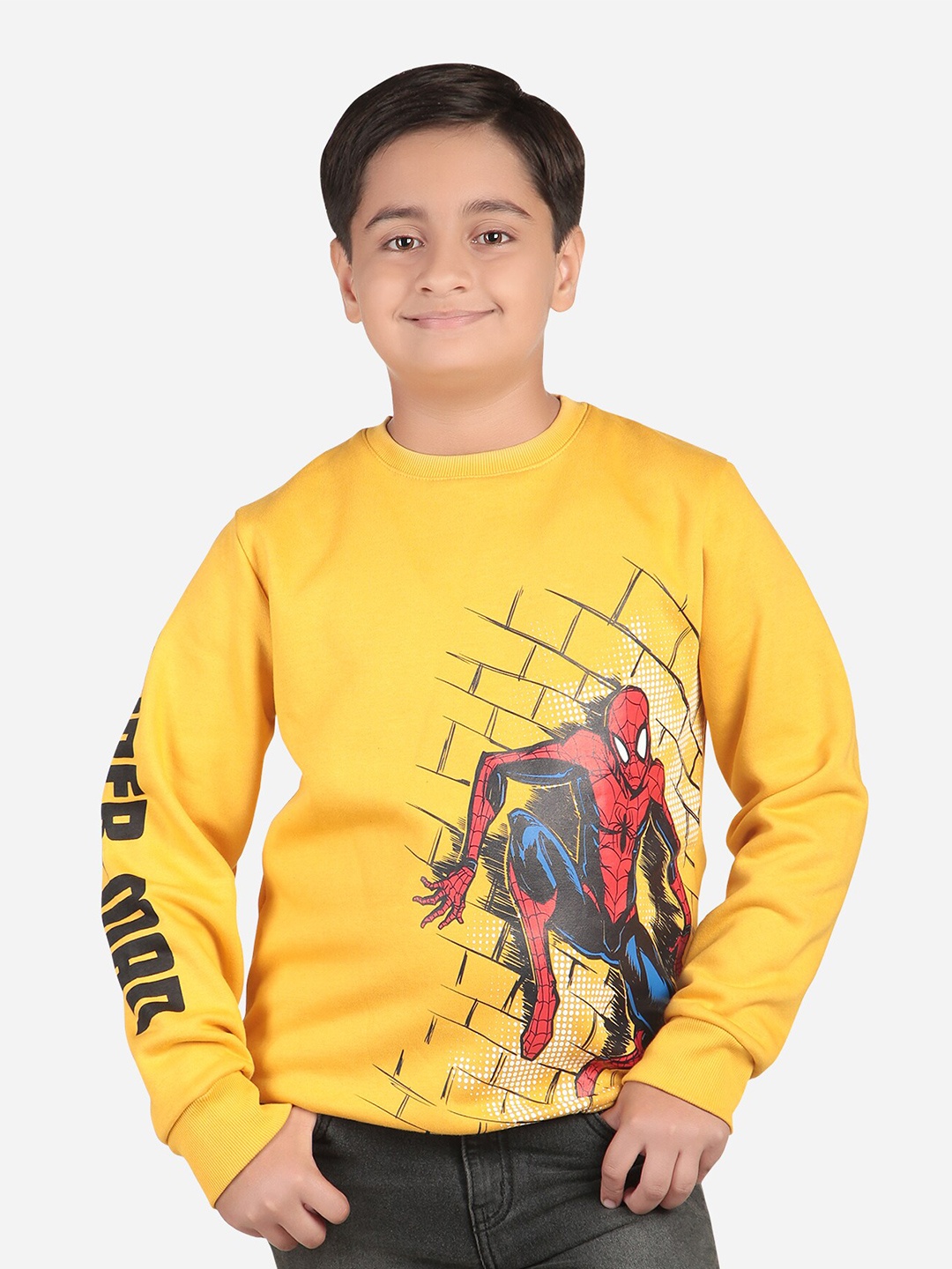 

Bodycare Kids Boys Spiderman Printed Fleece Sweatshirt, Mustard