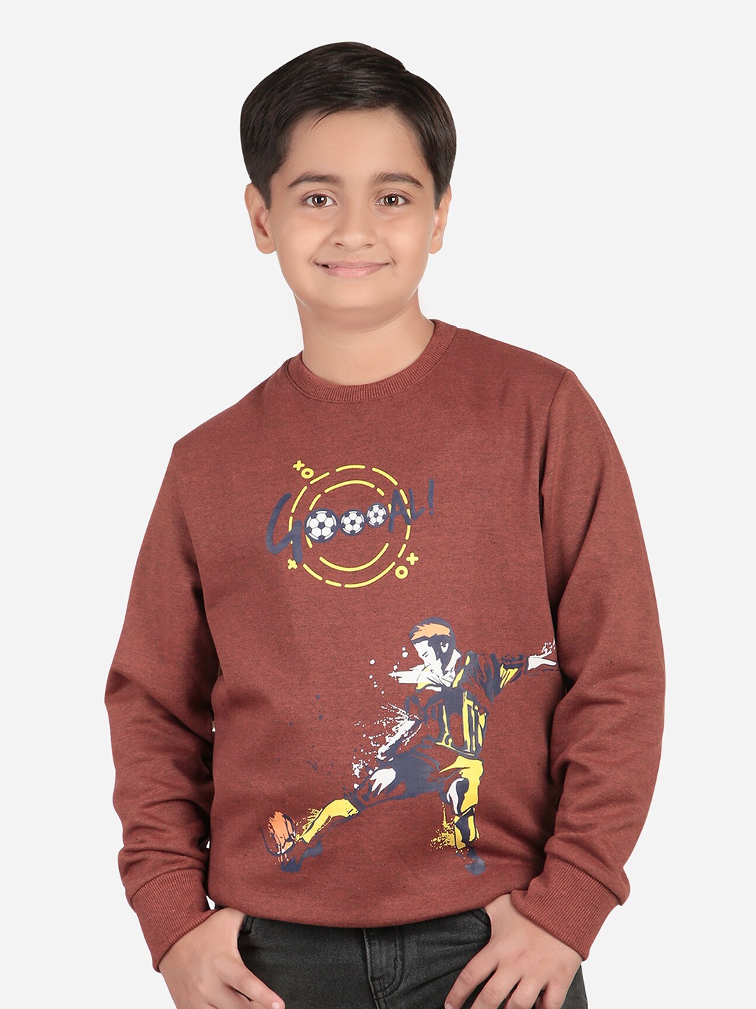 

Bodycare Kids Boys Graphic Printed Sweatshirt, Brown