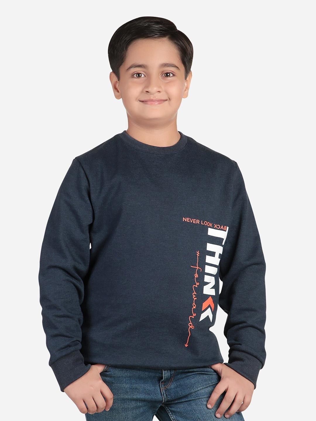 

Bodycare Kids Boys Round Neck Printed Fleece Sweatshirt, Navy blue