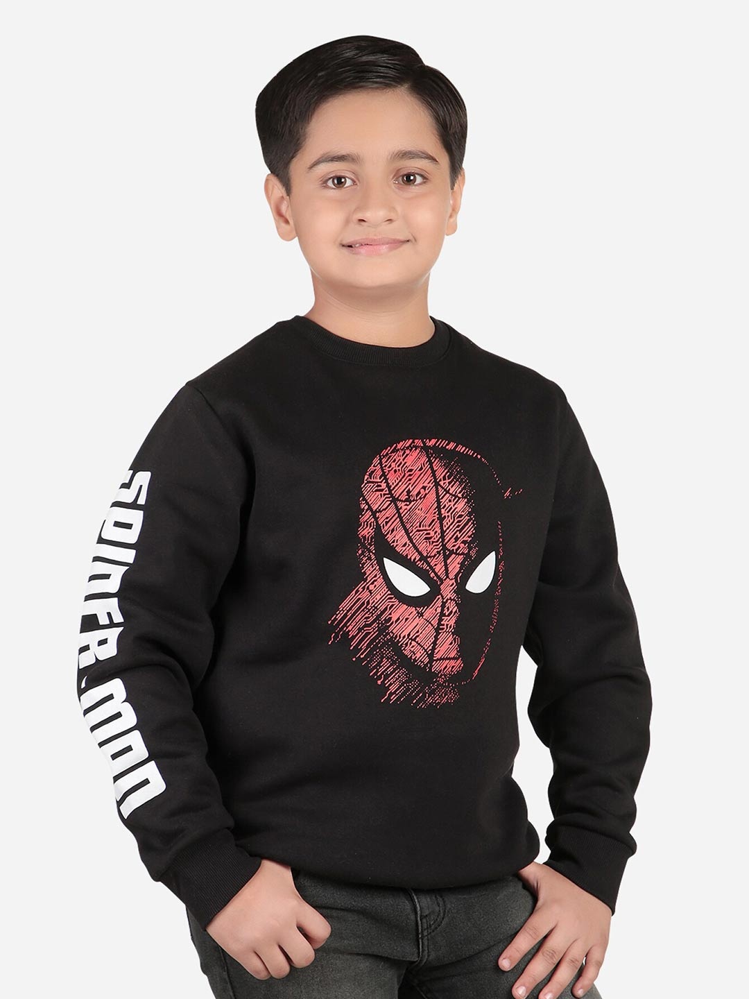 

Bodycare Kids Boys Spiderman Printed Fleece Sweatshirt, Black