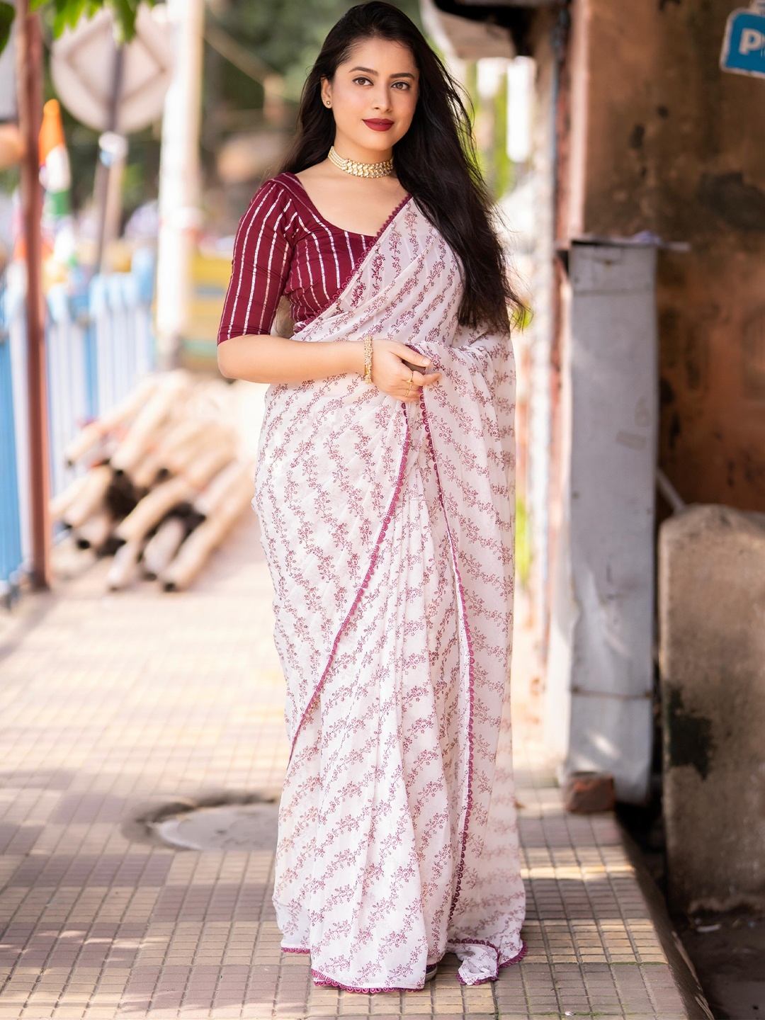 

STAVA CREATION Floral Printed Saree, Maroon