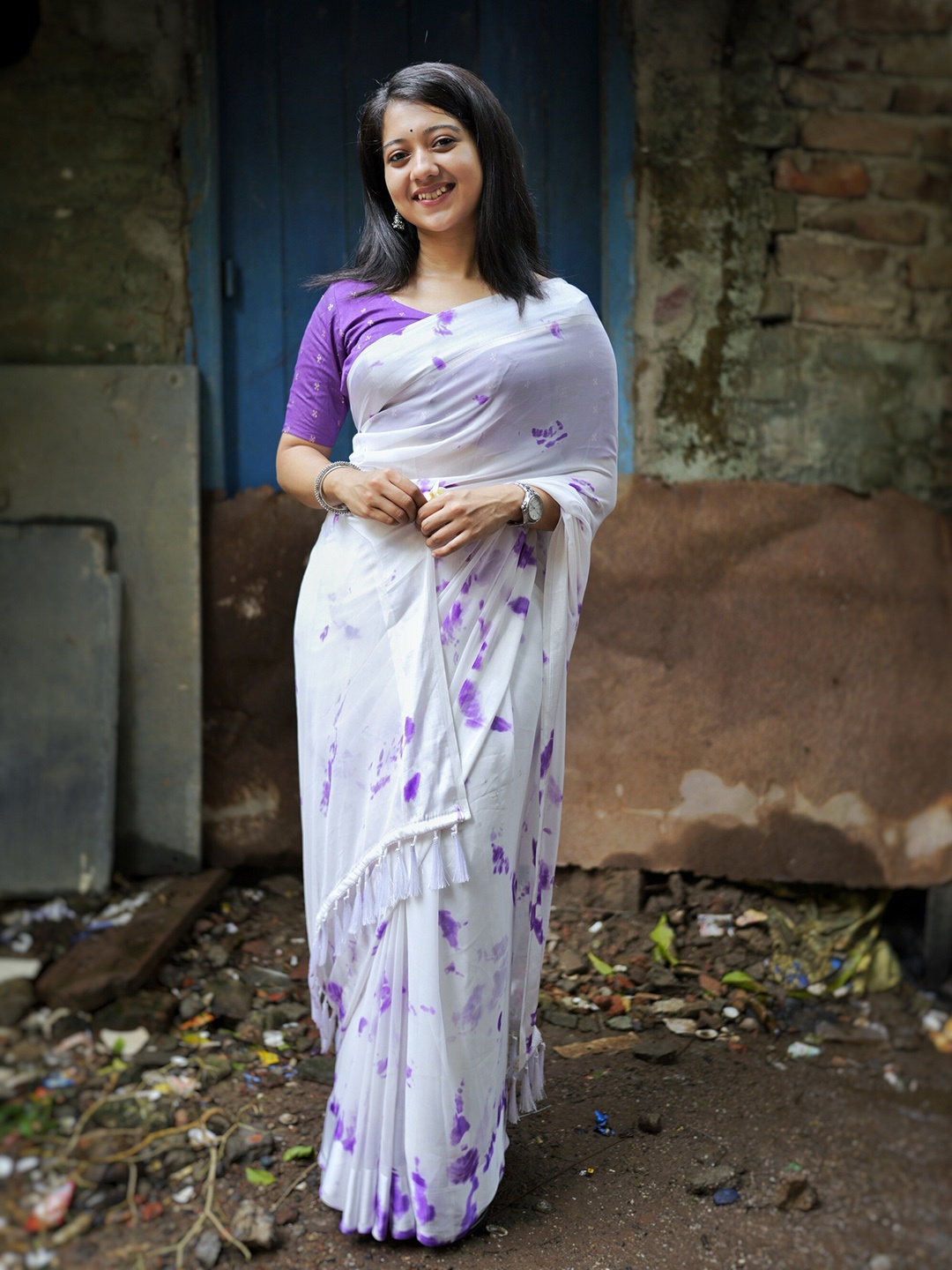 

STAVA CREATION Tie and Dye Saree, Lavender