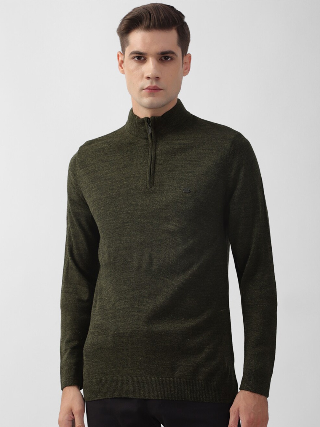 

Peter England Casuals Mock Collar Acrylic Sweaters, Green