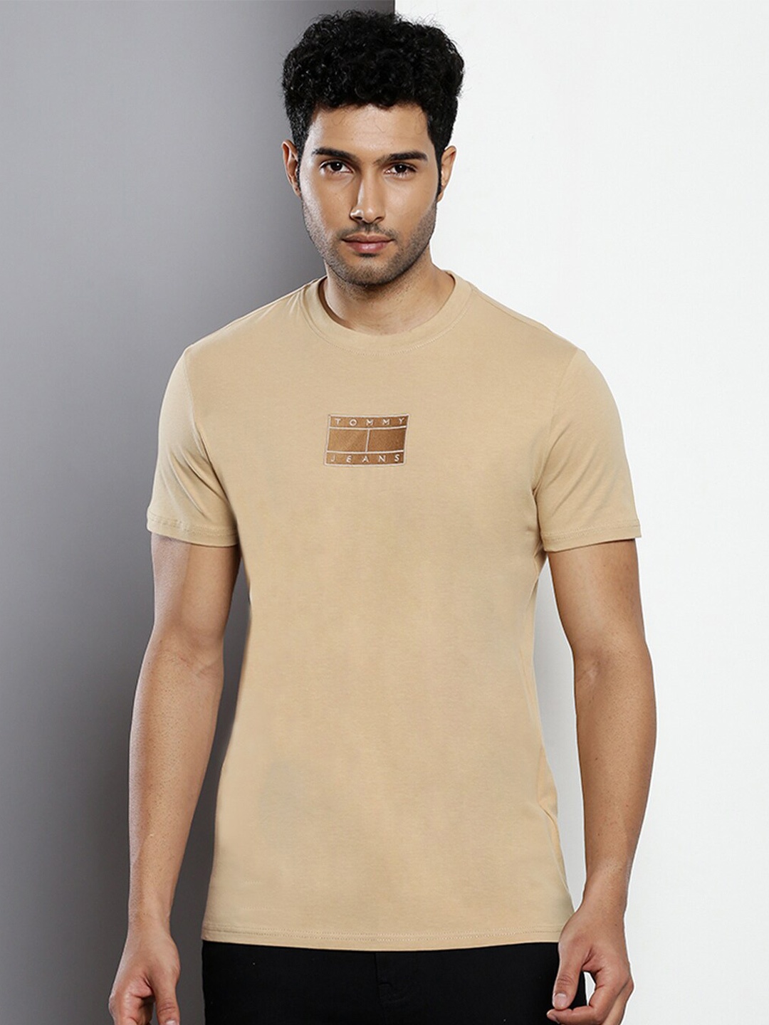 

Tommy Hilfiger Round Neck Short Sleeves Slim Fit T-shirt, Beige