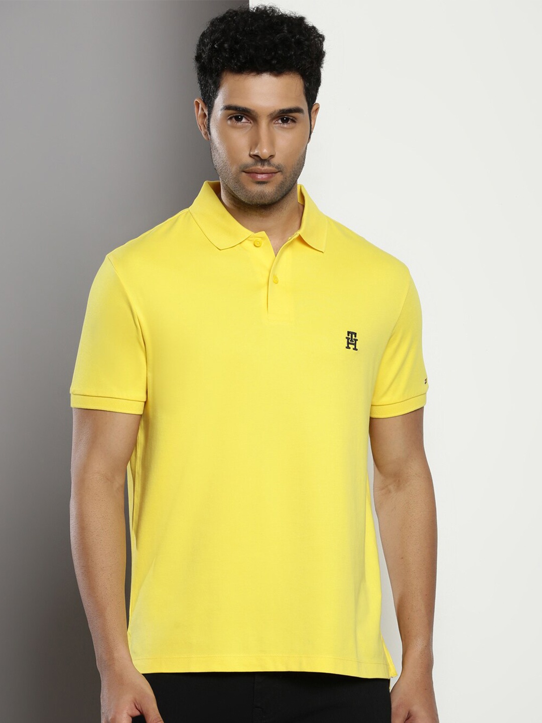 

Tommy Hilfiger Polo Collar Short Sleeves Pure Cotton T-shirt, Yellow