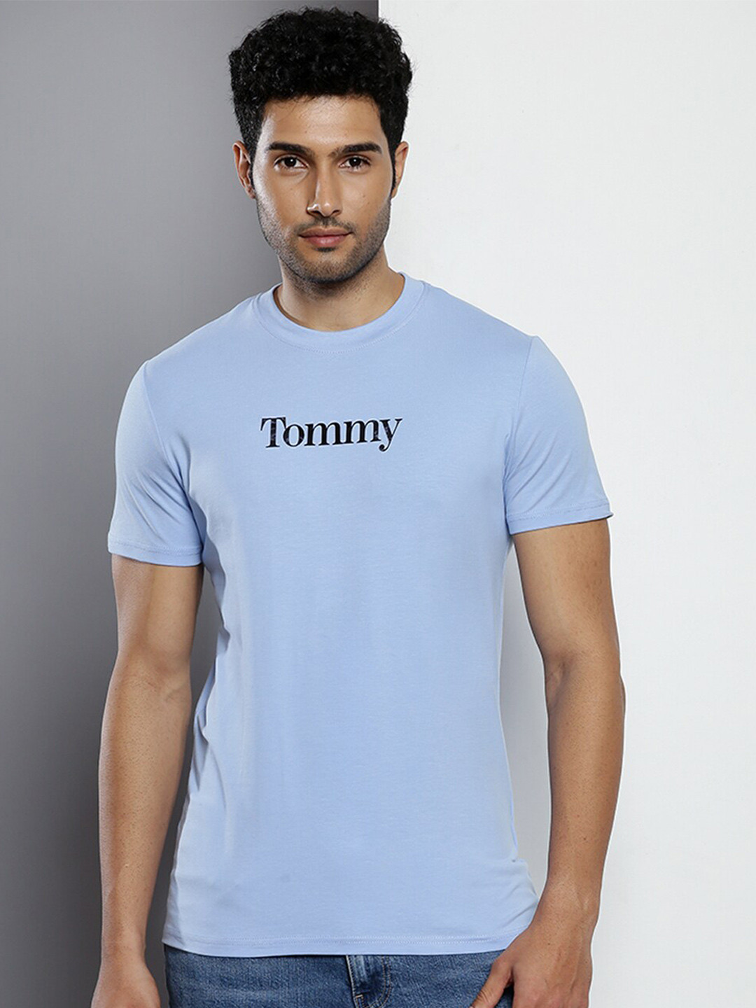

Tommy Hilfiger Typography Printed Round Neck Short Sleeves T-shirt, Blue