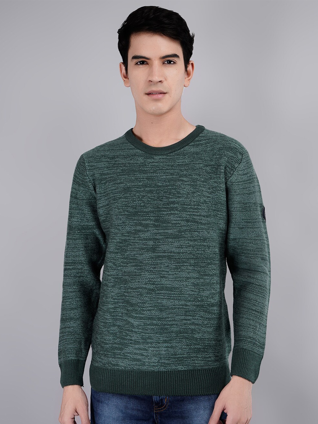 

TIM PARIS Self Designed Round Neck Cotton Pullover, Green