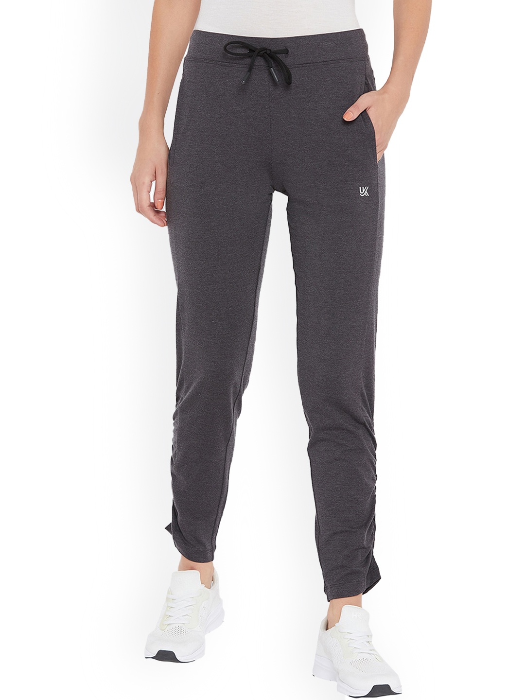 

URKNIT Women Cotton Mid-Rise Track Pants, Grey