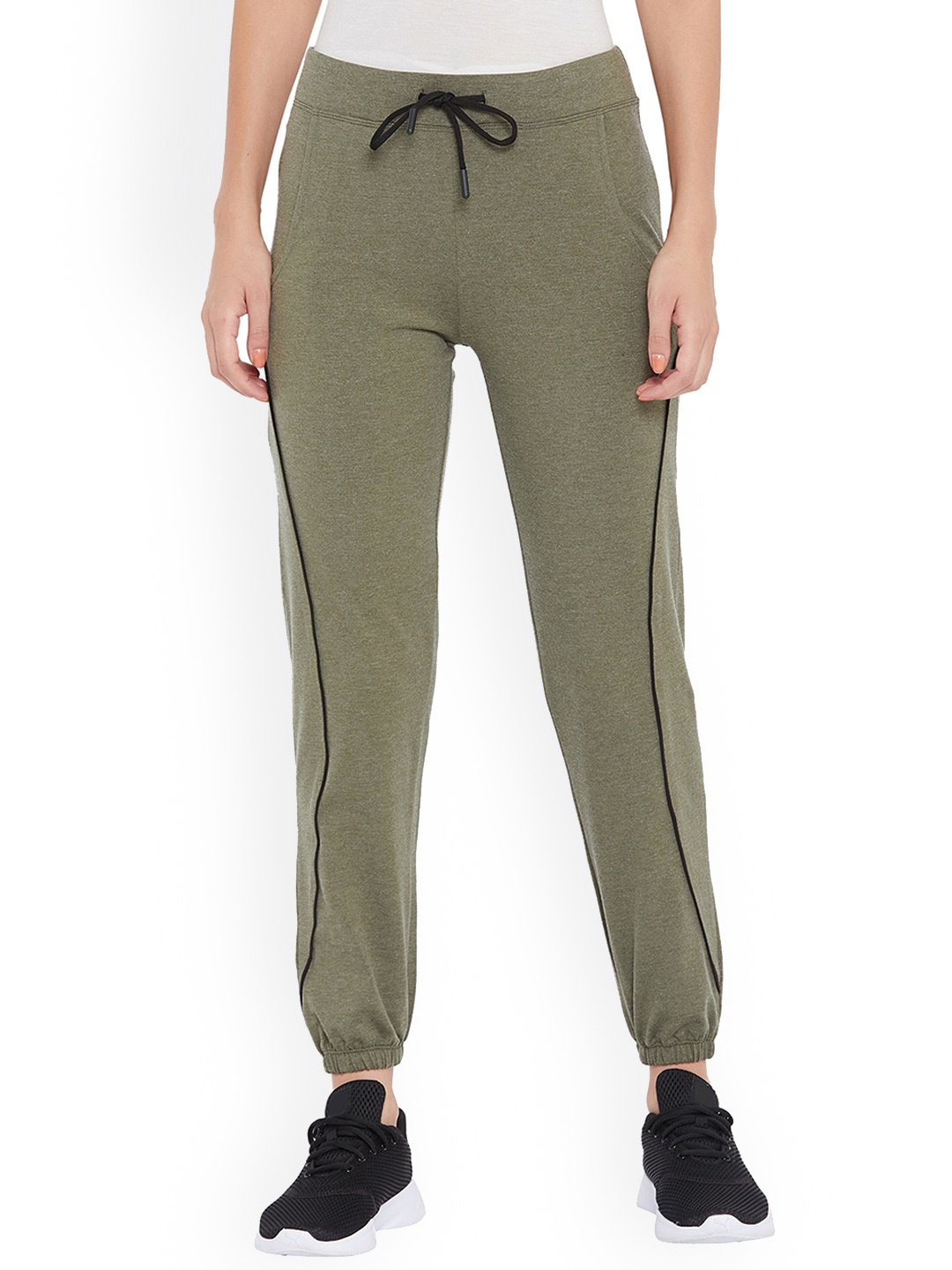 

URKNIT Women Mid Rise Cotton Joggers, Olive