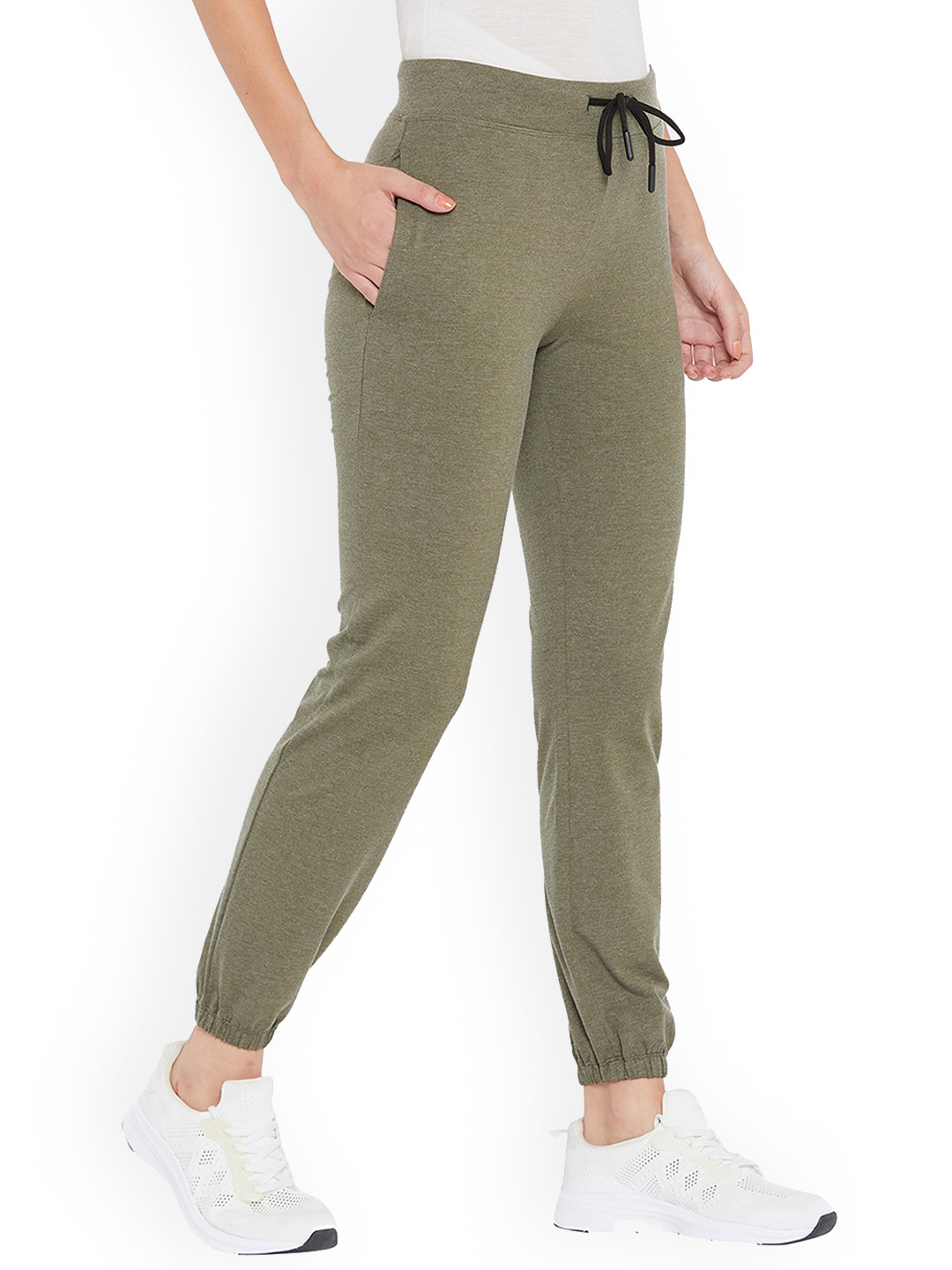 

URKNIT Women Mid Rise Cotton Joggers, Olive