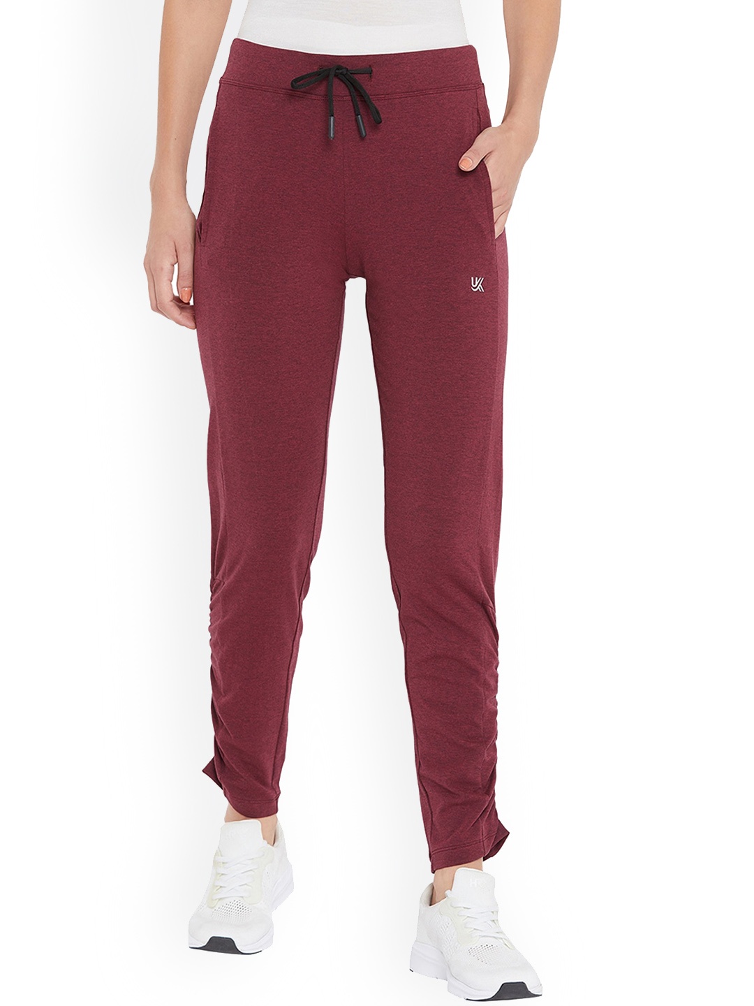 

URKNIT Women Mid Rise Cotton Sports Track Pants, Maroon