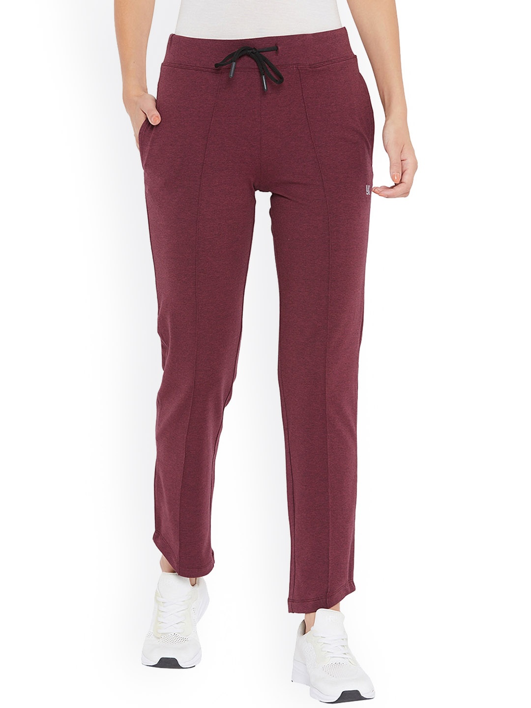 

URKNIT Women Mid Rise Cotton Sports Track Pants, Maroon