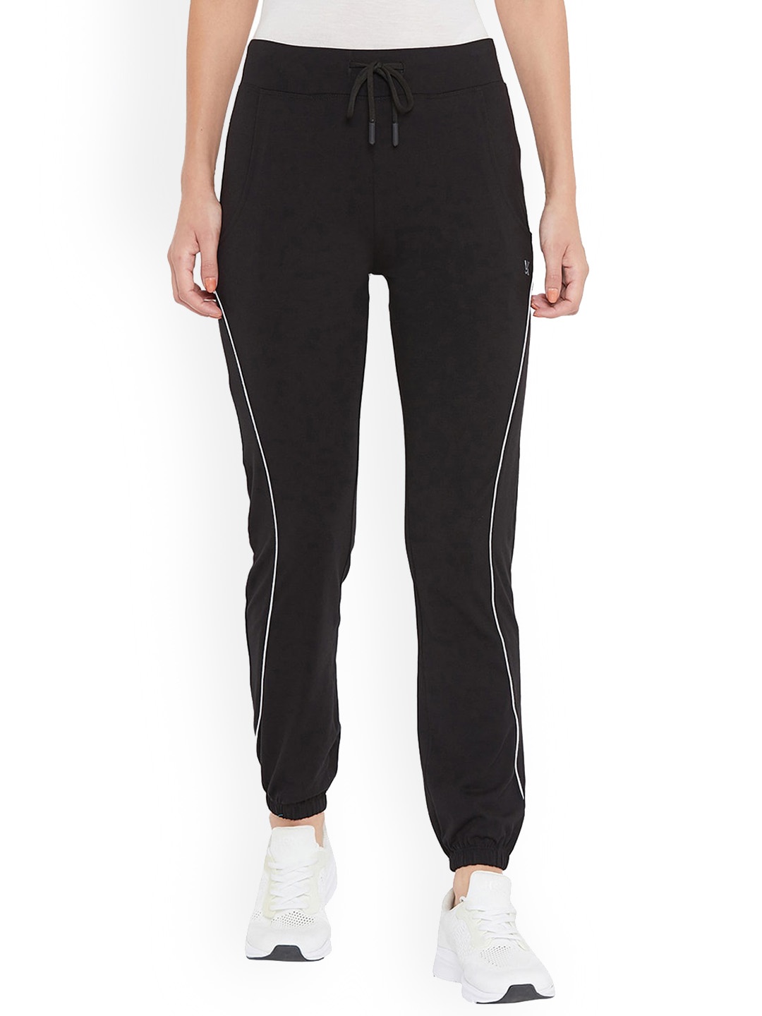 

URKNIT Women Mid Rise Cotton Sports Joggers, Black