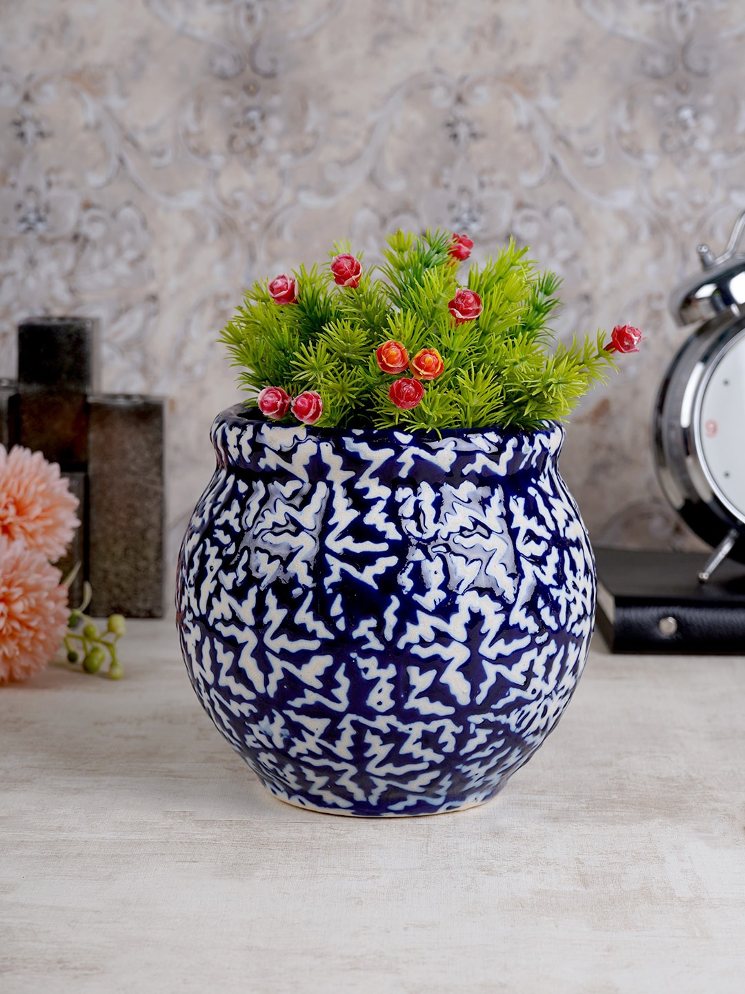 

CDI Blue & White Textured Ceramic Planter