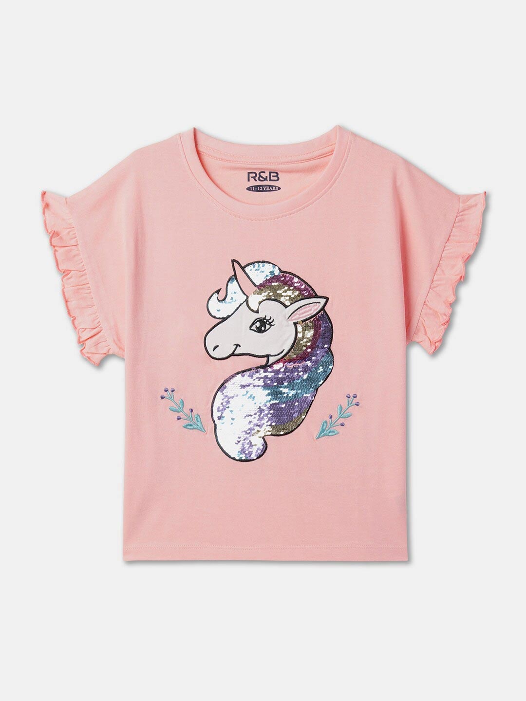 

R&B White Print Flutter Sleeve Cotton Top