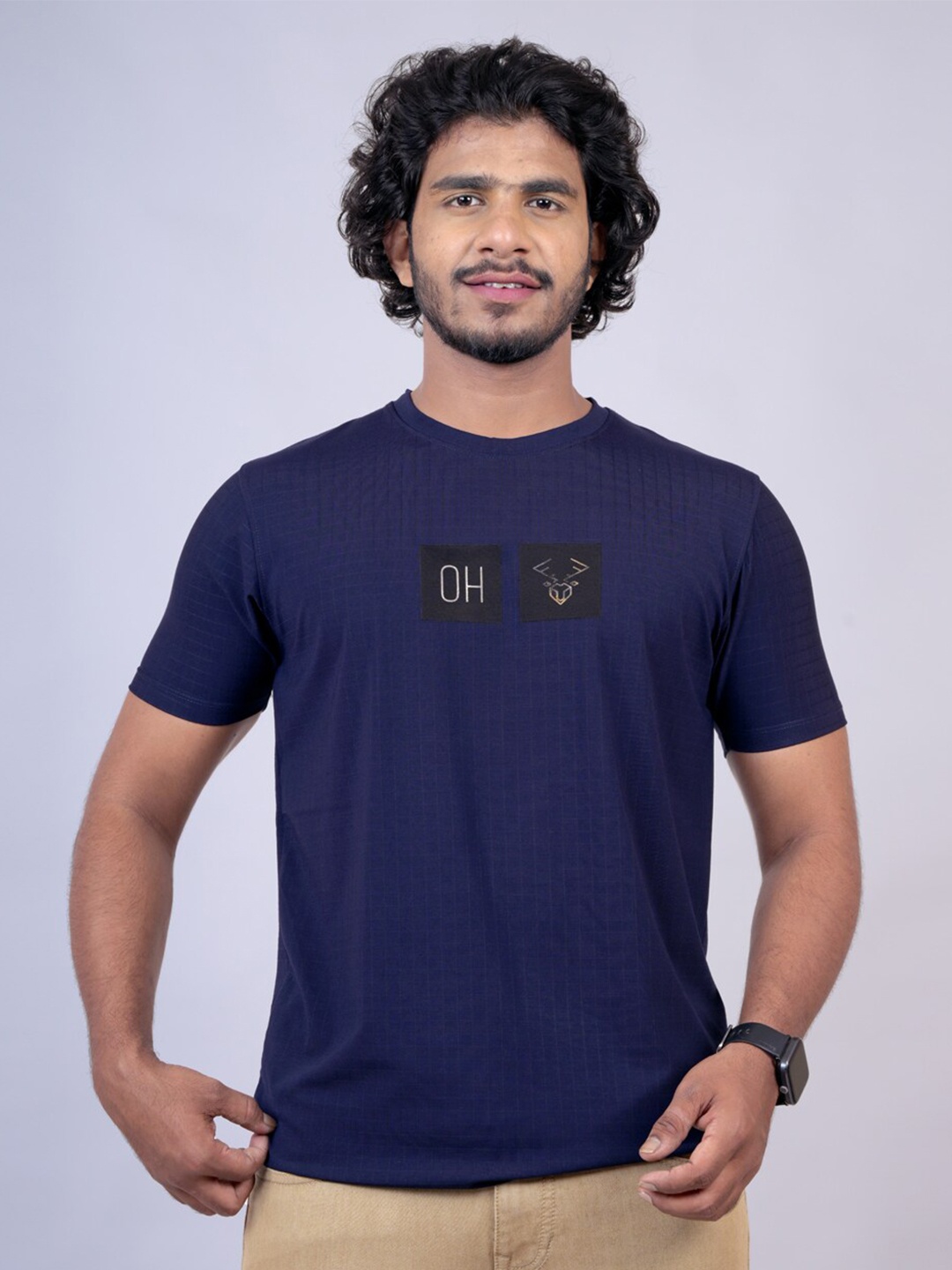 

Pontiac Graphic Printed Cotton T-shirt, Navy blue