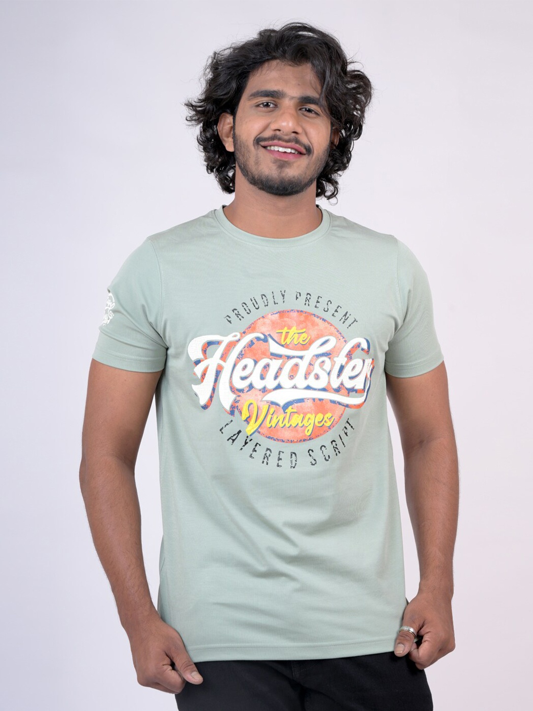 

Pontiac Typography Printed Cotton T-shirt, Green