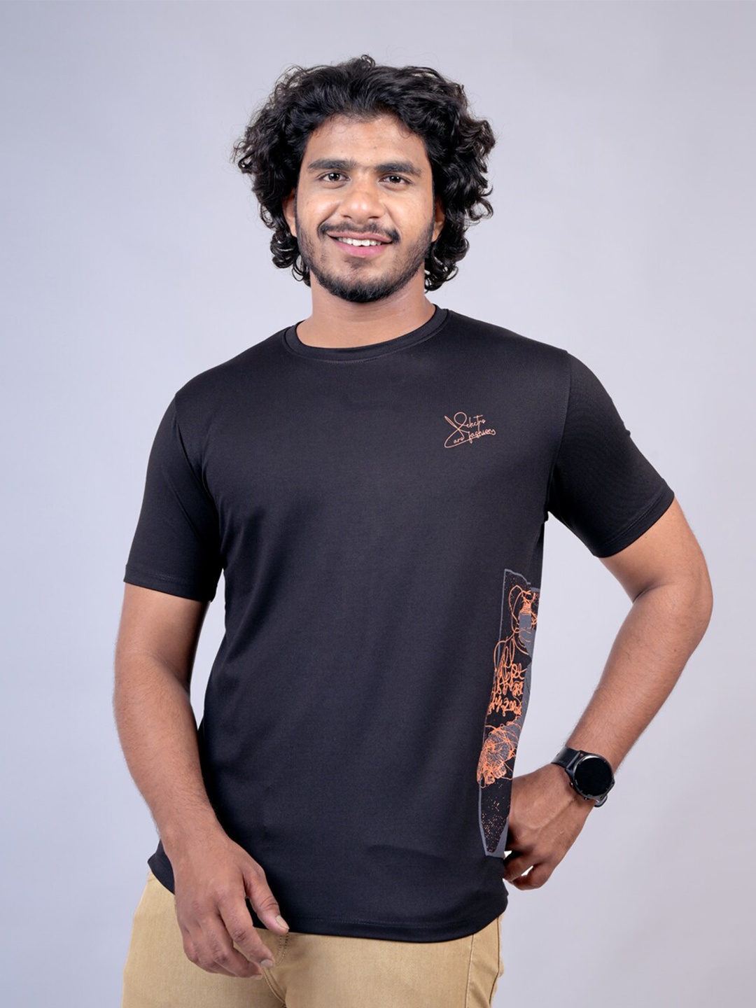 

Pontiac Graphic Printed Cotton T-shirt, Black