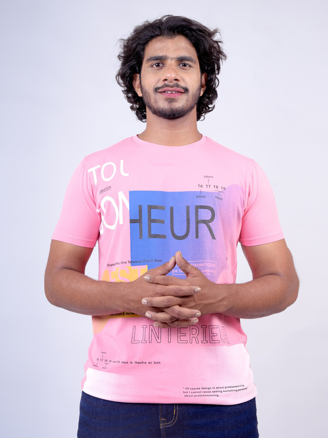 

Pontiac Typography Printed Cotton T-shirt, Pink