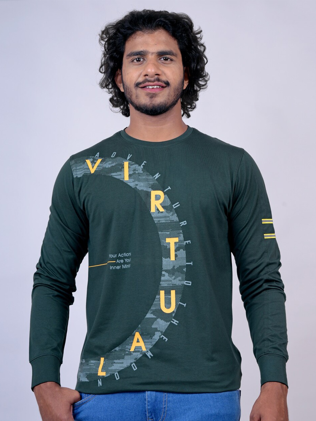 

Pontiac Typography Printed Cotton T-shirt, Green