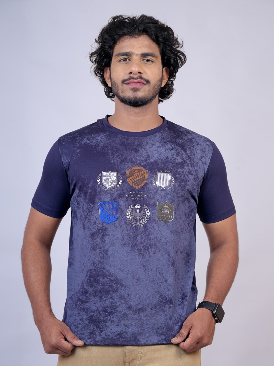 

Pontiac Graphic Printed Cotton T-shirt, Navy blue