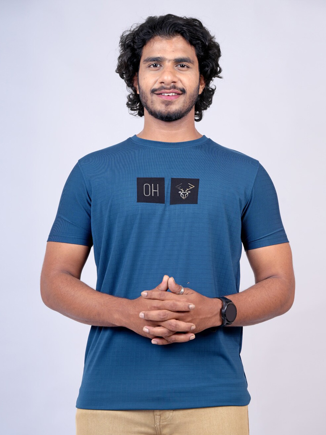 

Pontiac Graphic Printed Cotton T-shirt, Blue