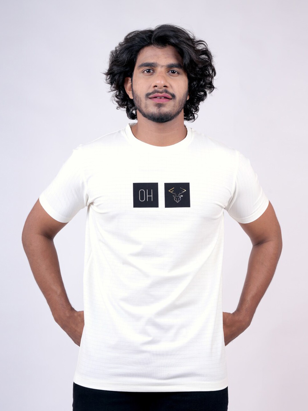 

Pontiac Men Graphic Printed Round Neck Cotton Casual T-shirt, White