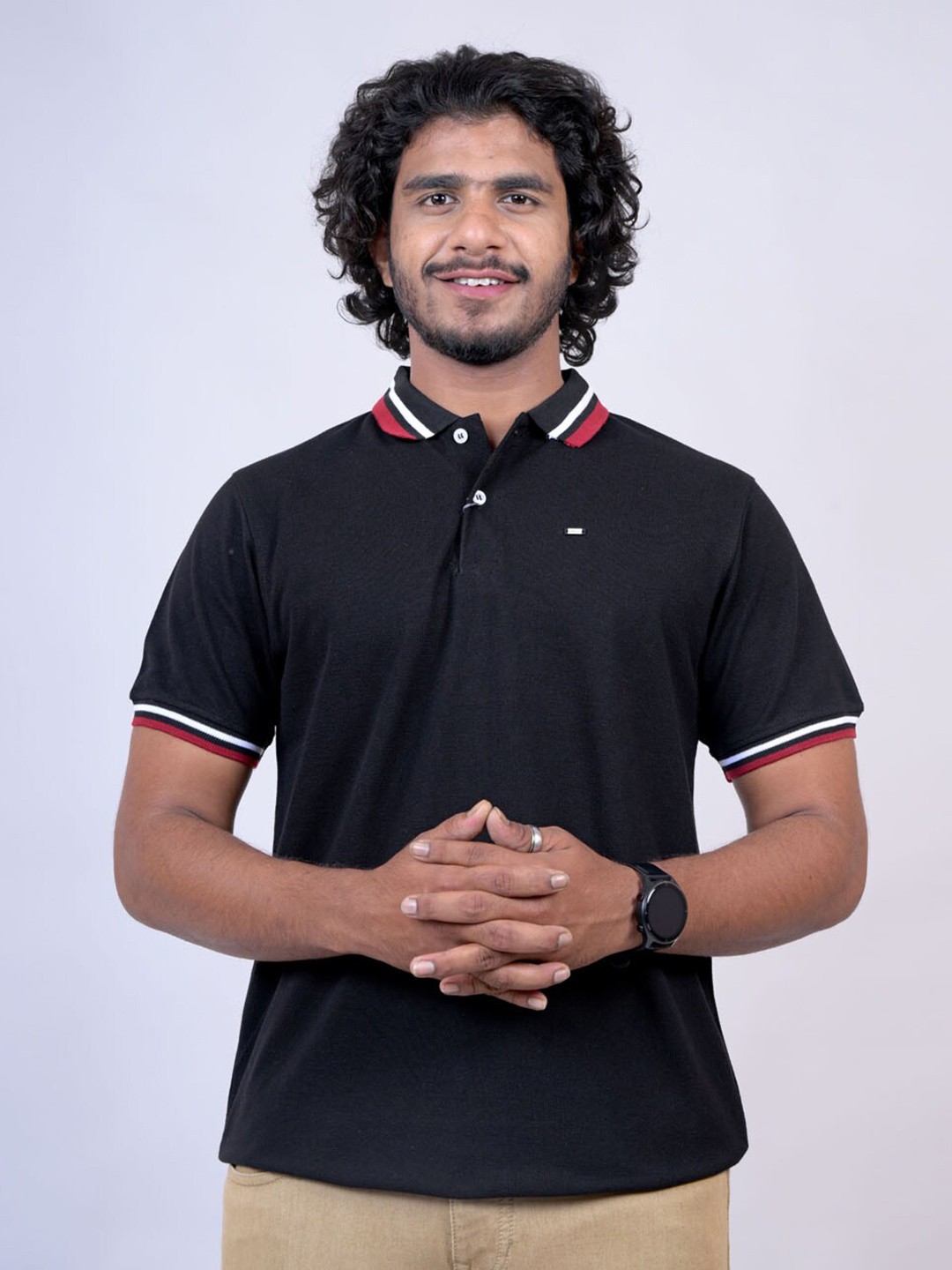 

Pontiac Polo Collar Cotton Casual T-shirt, Black