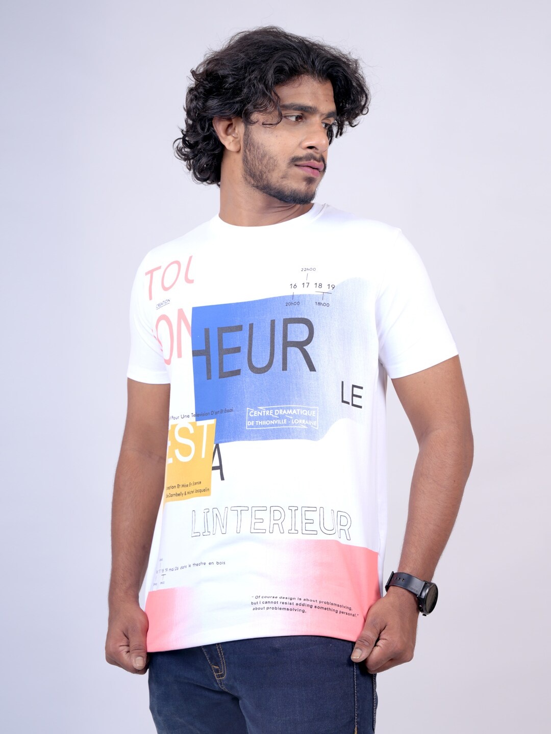 

Pontiac Typography Printed Round Neck Cotton Casual T-shirt, White