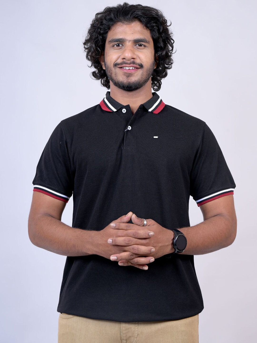 

Pontiac Polo Collar Cotton T-shirt, Black