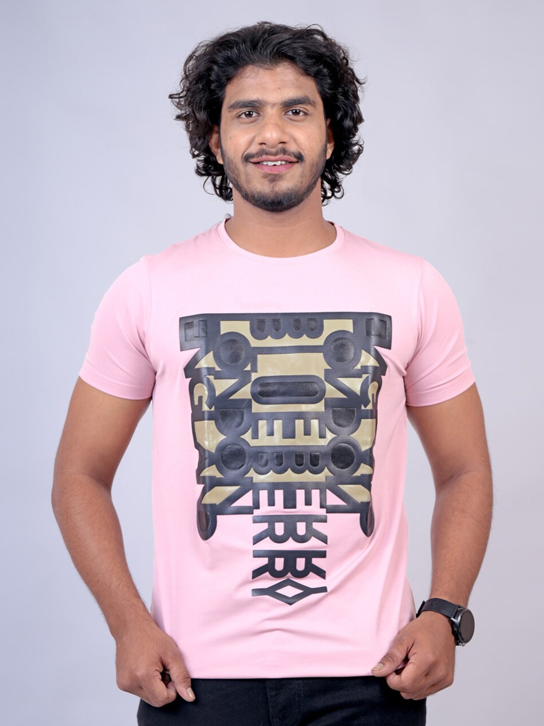 

Pontiac Graphic Printed Cotton T-shirt, Pink