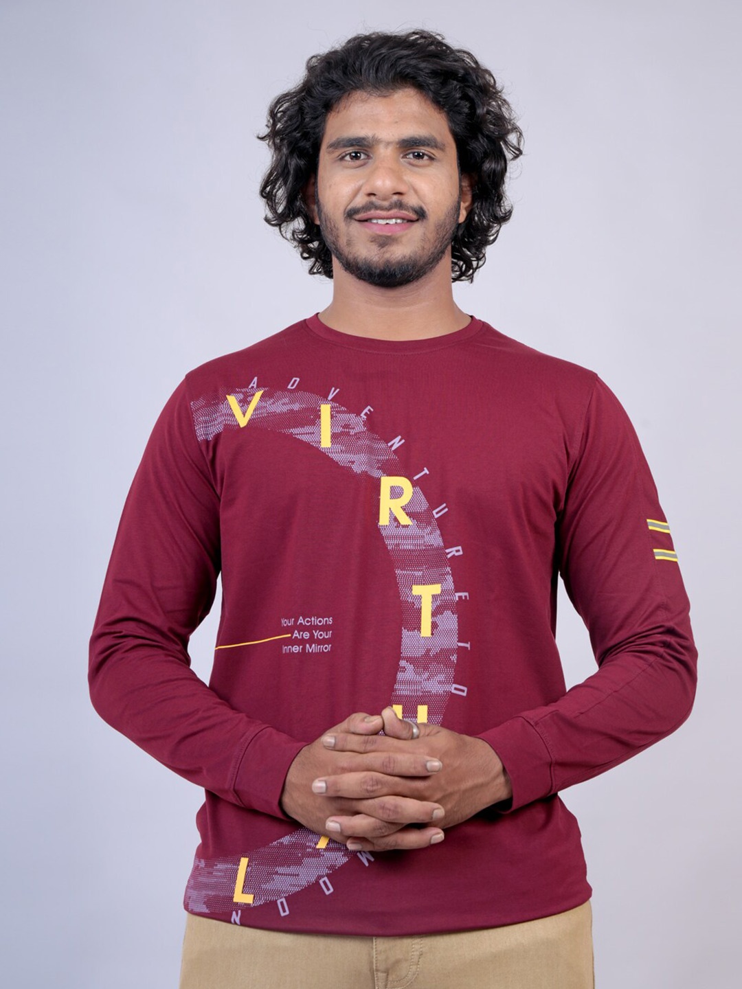

Pontiac Typography Printed Cotton T-shirt, Maroon