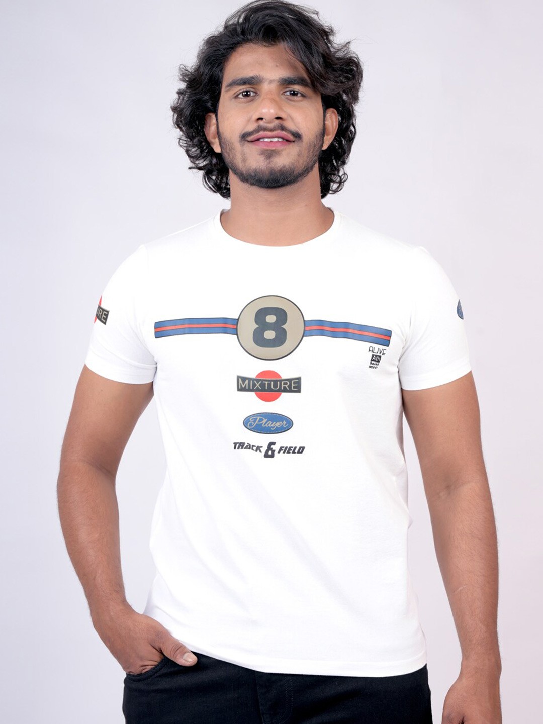 

Pontiac Typography Printed Cotton T-shirt, White