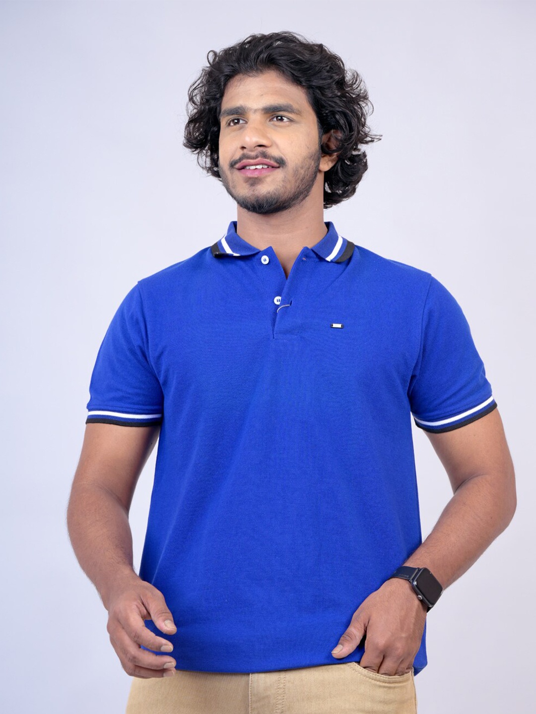 

Pontiac Polo Collar Cotton T-shirt, Blue