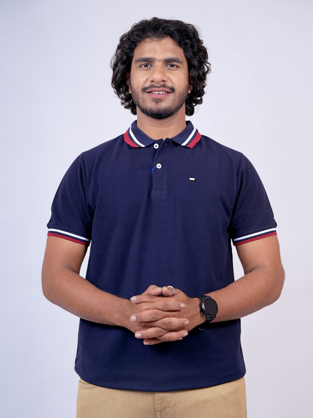

Pontiac Polo Collar Short Sleeves Cotton T-shirt, Navy blue