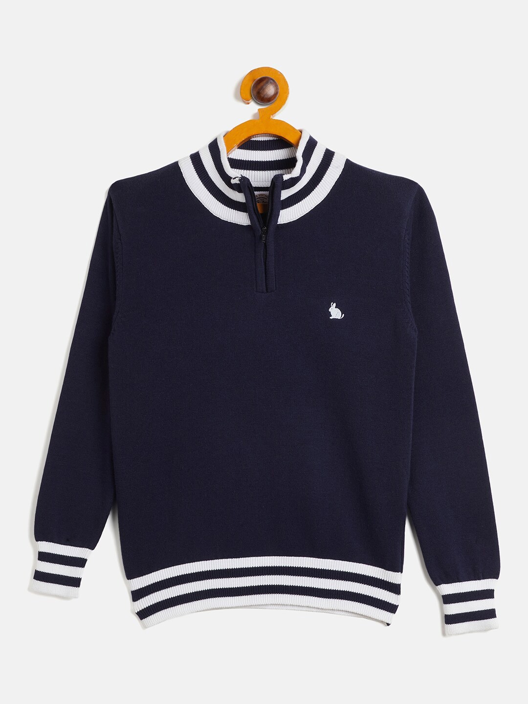 

RVK Boys Mock Collar Cotton Pullover Sweater, Navy blue