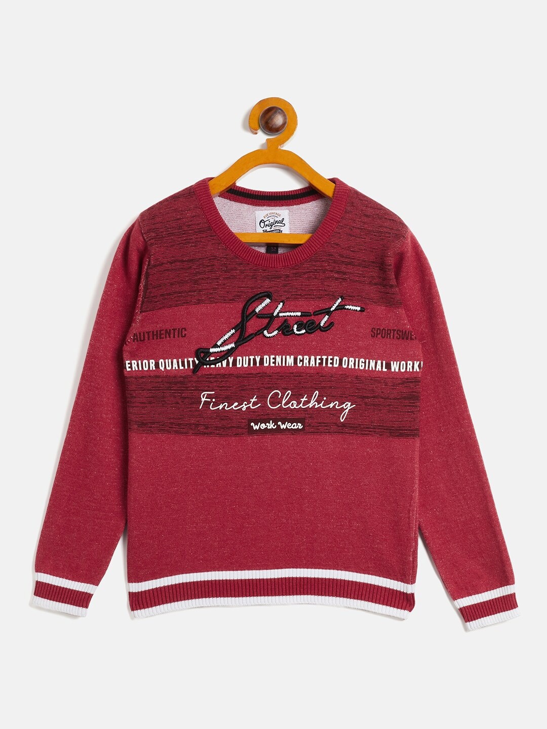 

RVK Boys Typography Printed Cotton Pullover, Red