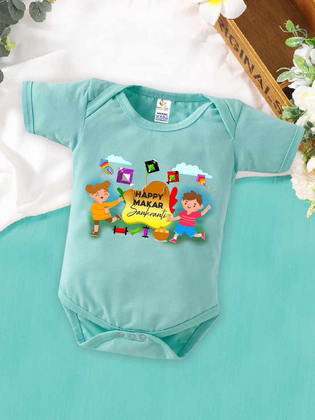 

Babywish Infants Printed Cotton Bodysuit, Sea green