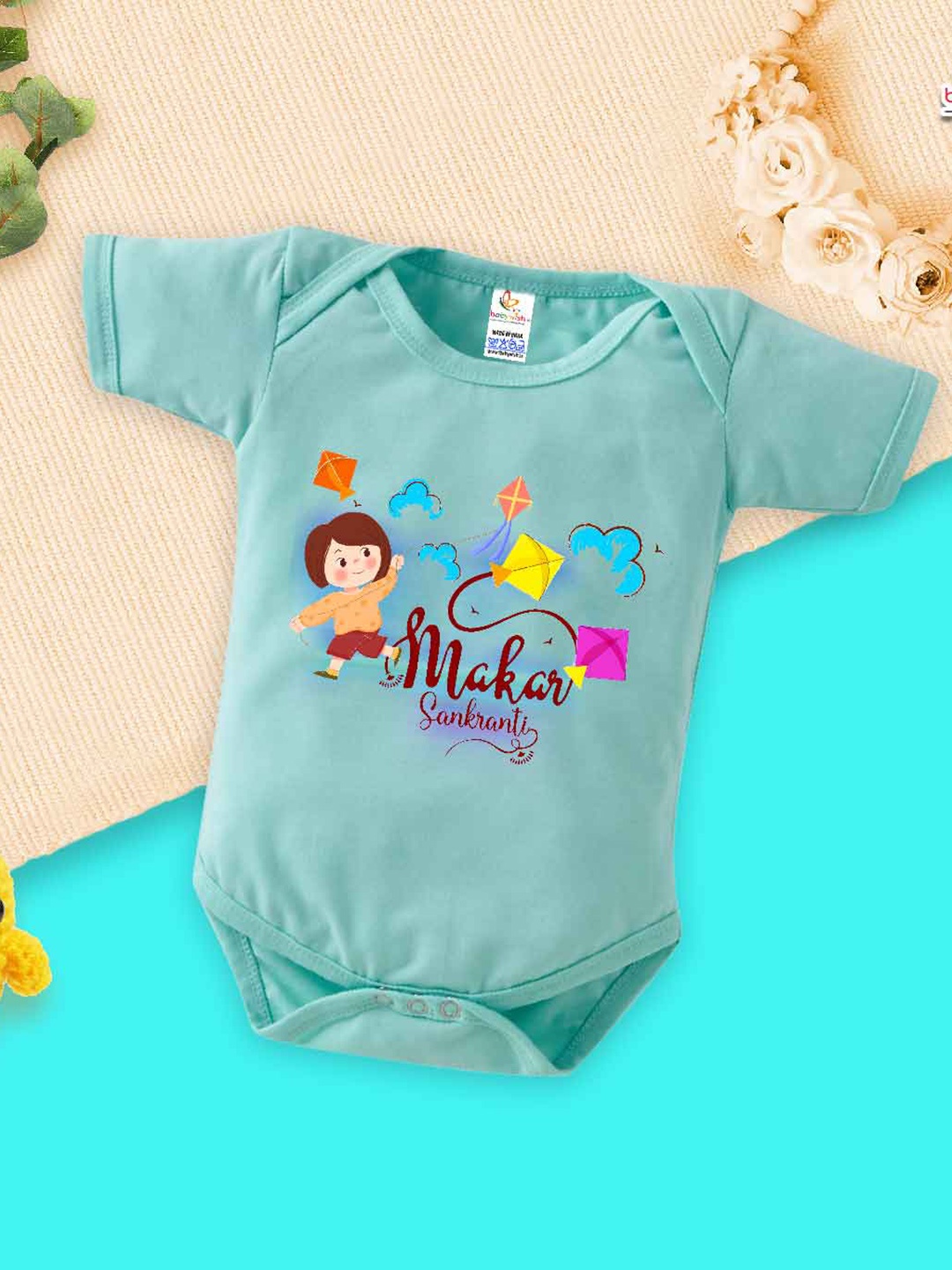 

Babywish Infants Printed Cotton Bodysuit, Sea green