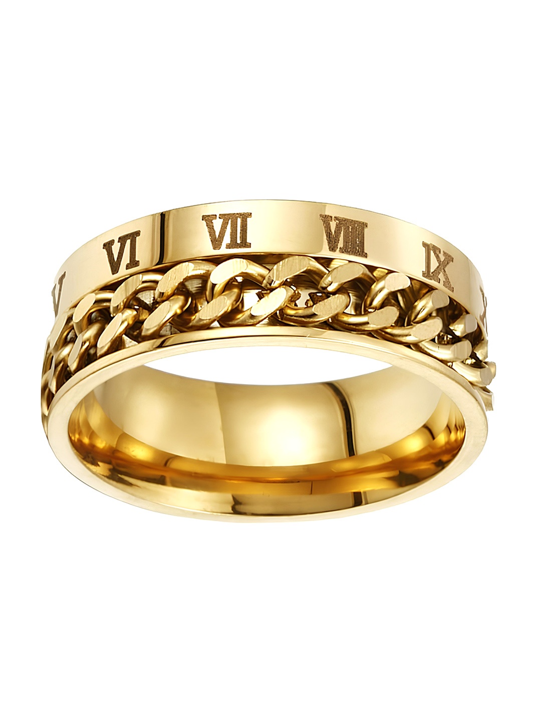 

KARISHMA KREATIONS Unisex Gold-plated Roman Numerals Stainless Steel Band Ring