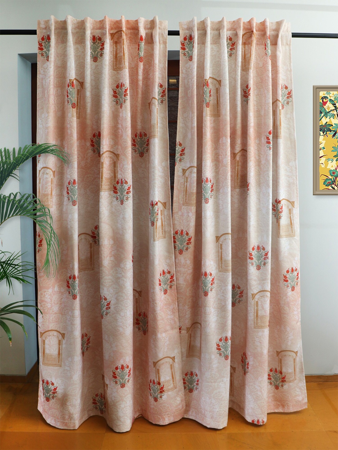 

ZEBA Peach 2 Pieces Room Darkening Blackout Door Curtains