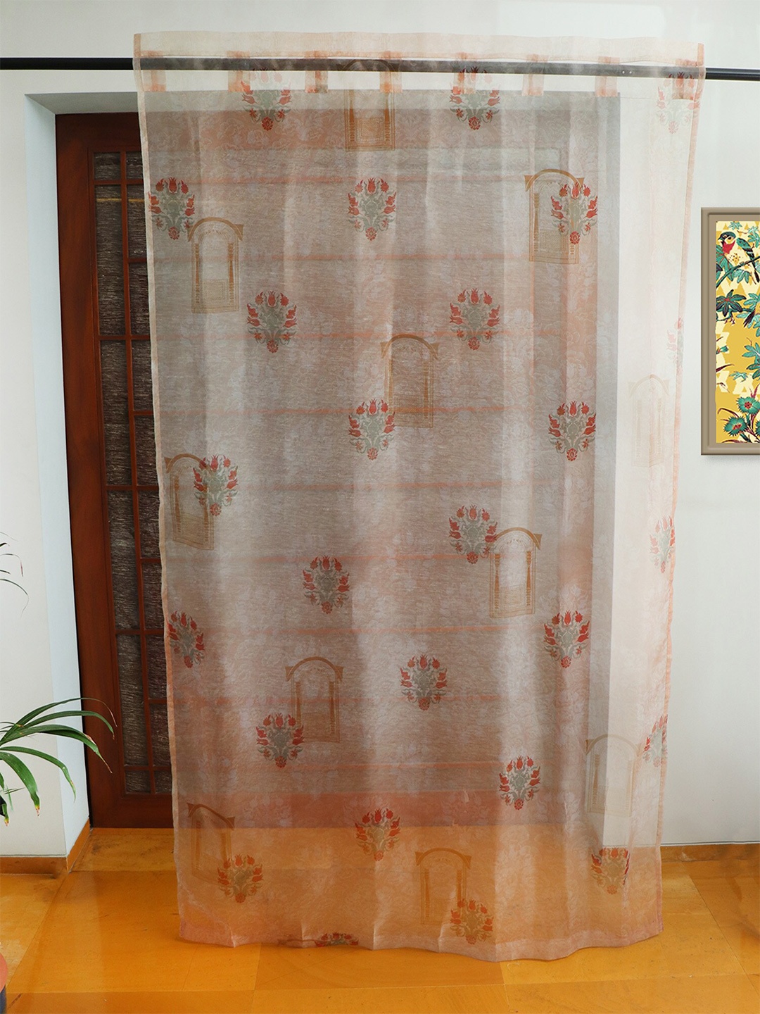 

ZEBA Brown Sheer Door Curtain, Peach