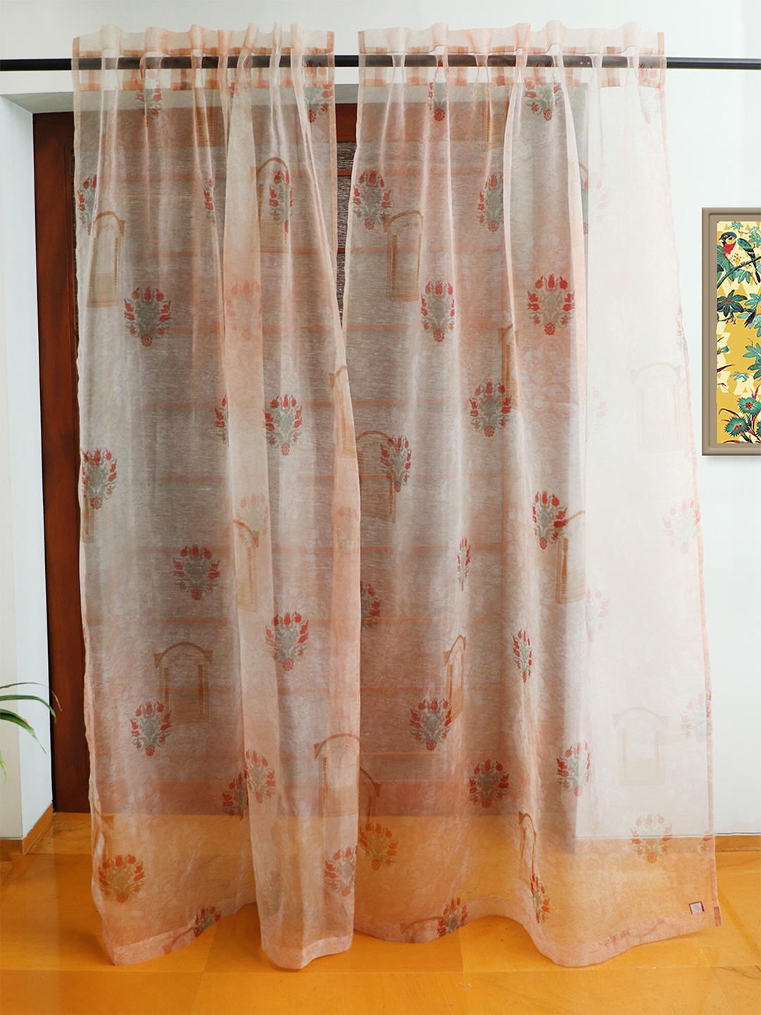 

ZEBA Beige 2 Pieces Sheer Door Curtains