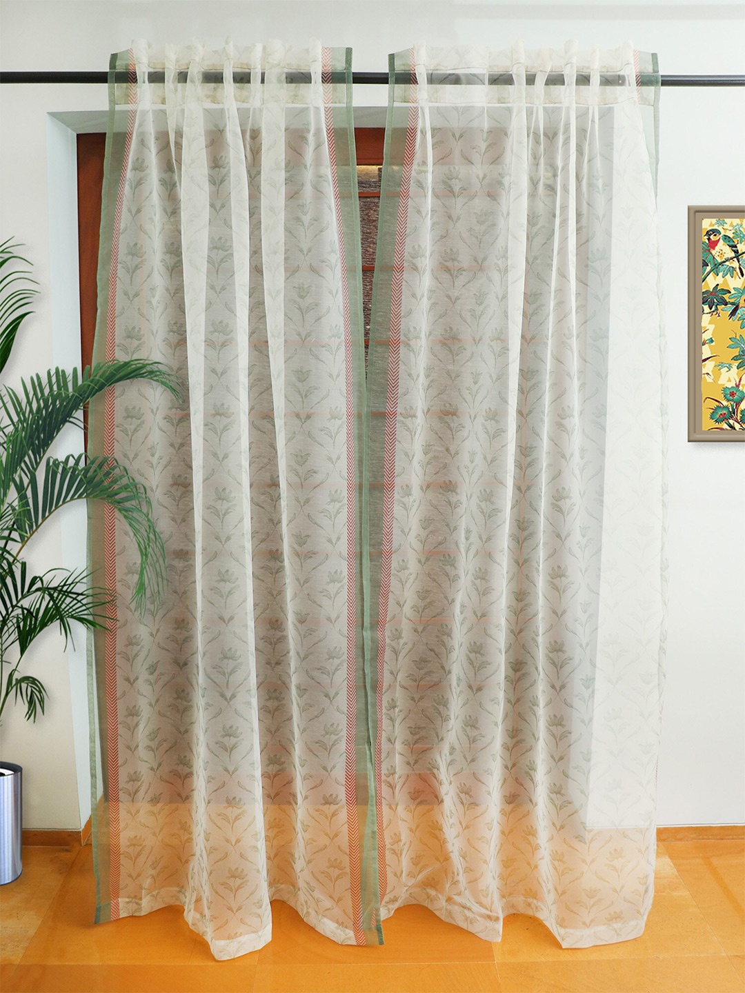 

ZEBA White 2 Pieces Sheer Door Curtains