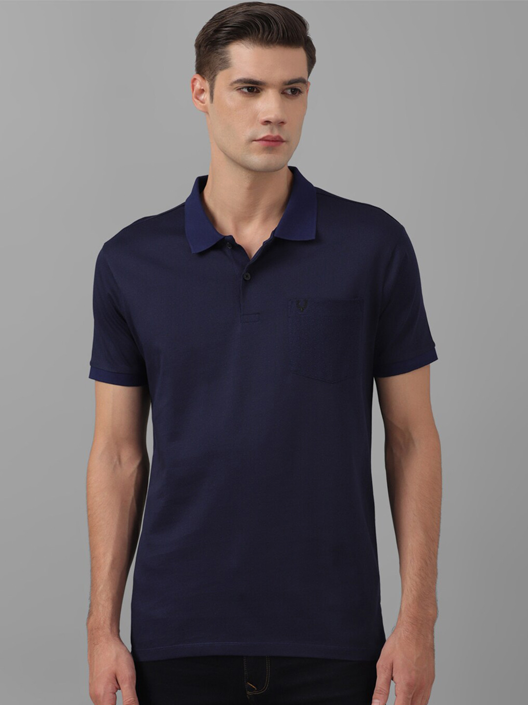 

Allen Solly Polo Collar Pure Cotton T-shirt, Navy blue