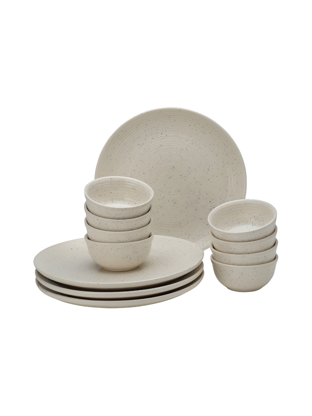 

BODHI HOUSE White & 12 Pieces Handcrafted and Hand Painted Stoneware Glossy Dinner Set