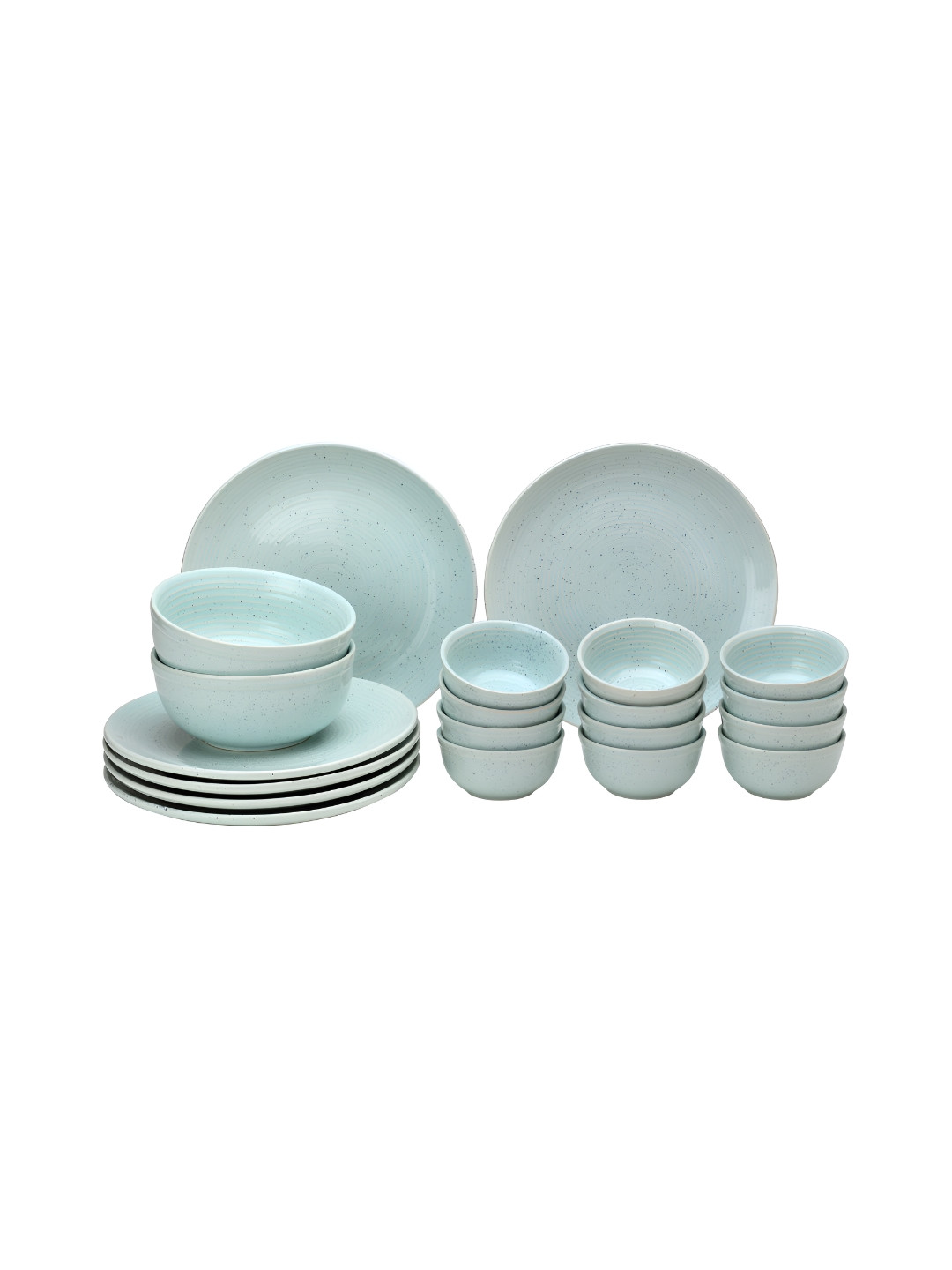 

BODHI HOUSE Green & 14 Pieces Handcrafted and Hand Painted Stoneware Glossy Dinner Set