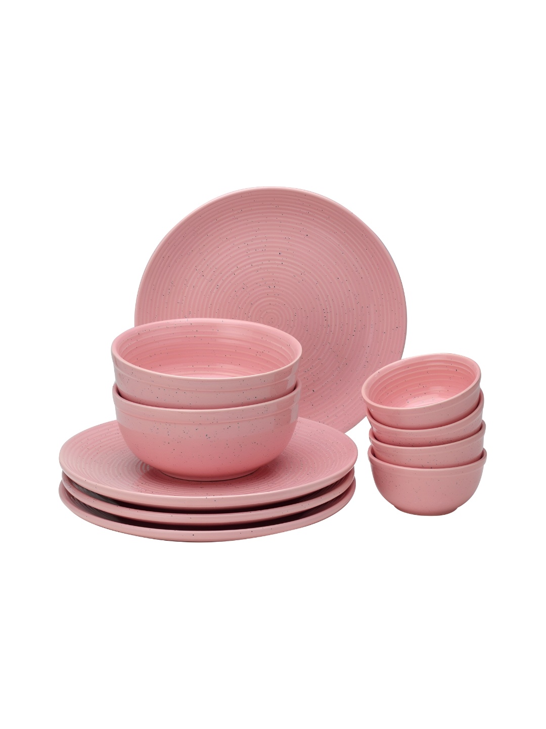 

BODHI HOUSE Pink & 10 Pieces Handcrafted and Hand Painted Stoneware Glossy Dinner Set
