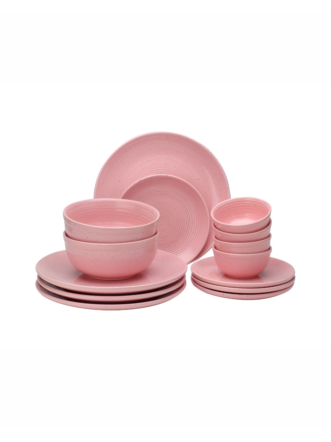 

BODHI HOUSE Pink & 14 Pieces Handcrafted and Hand Painted Stoneware Glossy Dinner Set